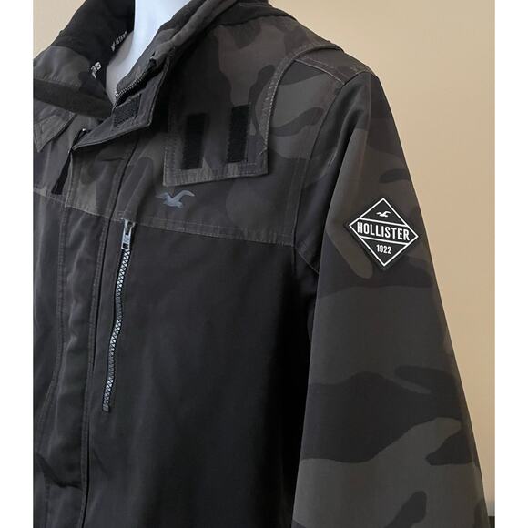 Hollister California Mens Size M All Weather Camo Black Jacket - Picture 11 of 16